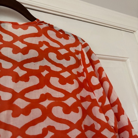 Roberta Roller Rabbit Orange White Printed Cotton Tunic Top Women's Size Medium - Picture 11 of 12